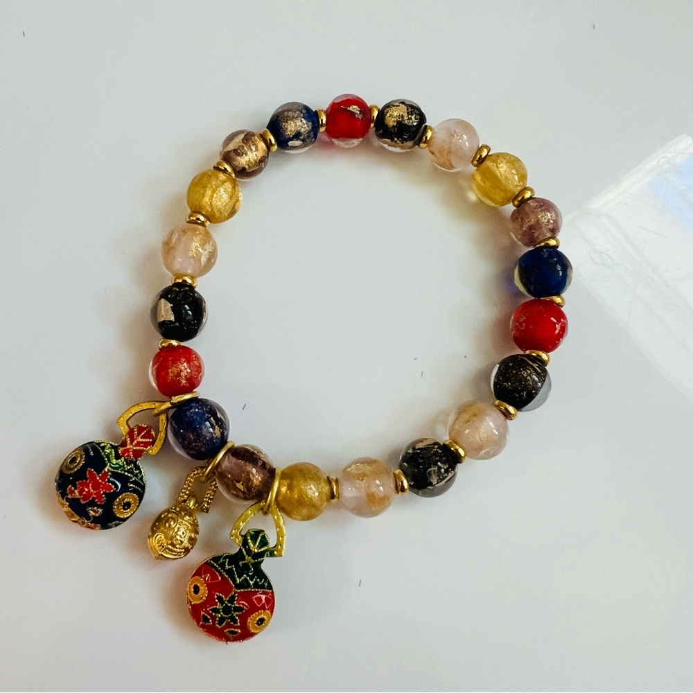 Omamori Good Luck Bracelet Wealth Fortune Charm Multicolor Crystal